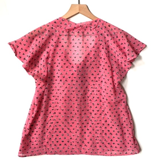 Lily Star Sheer Pink top with black hearts, Sz XL - Picture 4 of 5